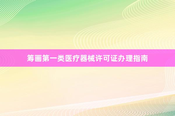 筹画第一类医疗器械许可证办理指南
